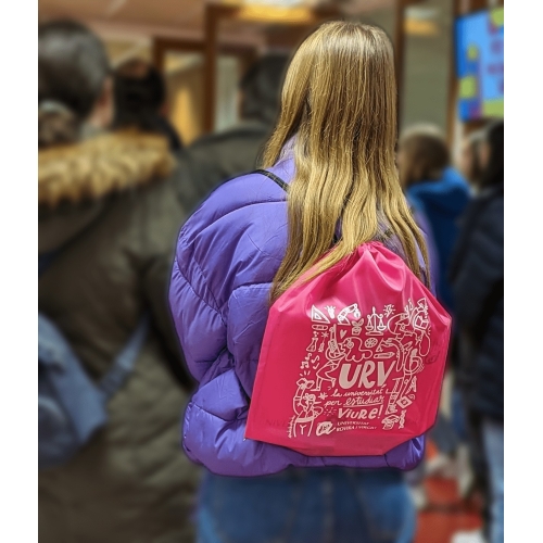 Motxilla rosa "URV la universitat per estudiar i viure"